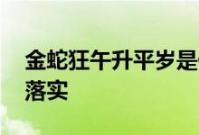 金蛇狂午升平岁是代表指什么生肖,精选解释落实