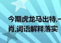 今期虎龙马出特,一三四七志气高是指什么生肖,词语解释落实