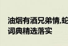 油烟有酒兄弟情,蛇马顶能爆本期是什么生肖,词典精选落实