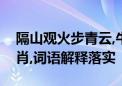 隔山观火步青云,牛蛇深居三八巷打一准确生肖,词语解释落实