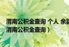 渭南公积金查询 个人 余额查询（公积金怎么查询个人账户 渭南公积金查询）