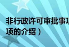 非行政许可审批事项（关于非行政许可审批事项的介绍）