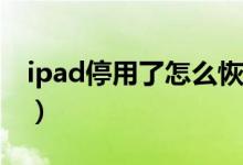 ipad停用了怎么恢复（ipod停用了怎么恢复）