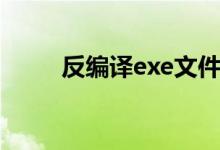 反编译exe文件教程（反编译exe）