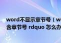 word不显示章节号（word中出现 ldquo 题注或页码中不含章节号 rdquo 怎么办）